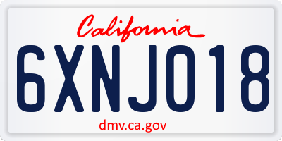 CA license plate 6XNJ018