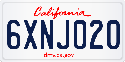 CA license plate 6XNJ020