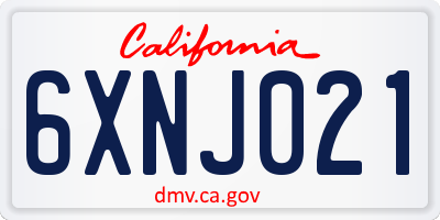 CA license plate 6XNJ021