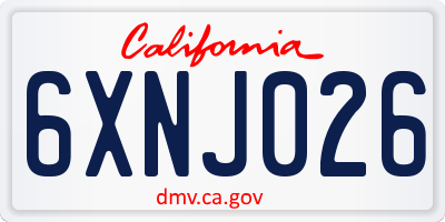 CA license plate 6XNJ026