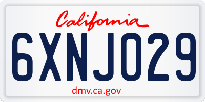 CA license plate 6XNJ029