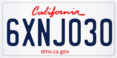CA license plate 6XNJ030