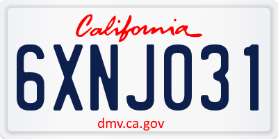 CA license plate 6XNJ031