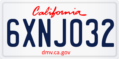 CA license plate 6XNJ032