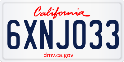 CA license plate 6XNJ033