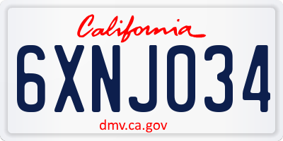 CA license plate 6XNJ034