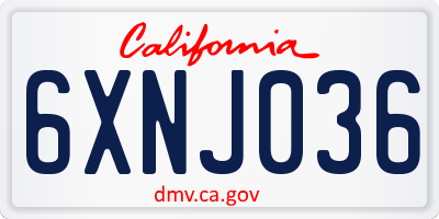 CA license plate 6XNJ036