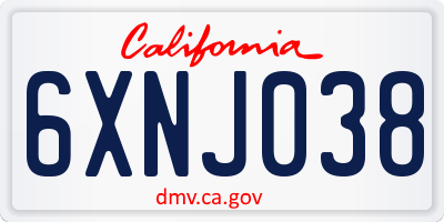 CA license plate 6XNJ038