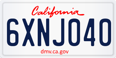 CA license plate 6XNJ040