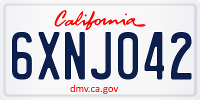 CA license plate 6XNJ042