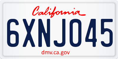 CA license plate 6XNJ045