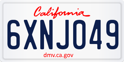 CA license plate 6XNJ049