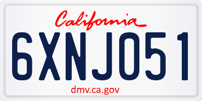 CA license plate 6XNJ051
