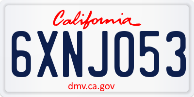 CA license plate 6XNJ053