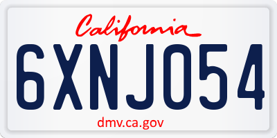 CA license plate 6XNJ054