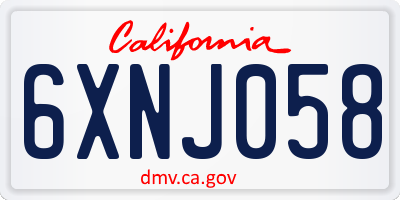 CA license plate 6XNJ058