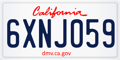 CA license plate 6XNJ059