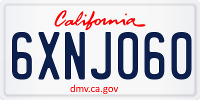 CA license plate 6XNJ060