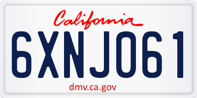 CA license plate 6XNJ061