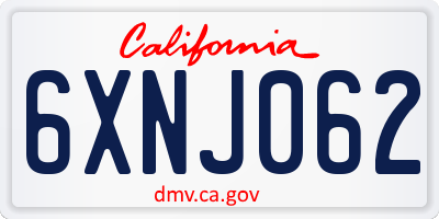 CA license plate 6XNJ062