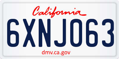 CA license plate 6XNJ063