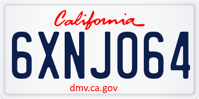 CA license plate 6XNJ064