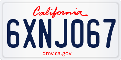 CA license plate 6XNJ067