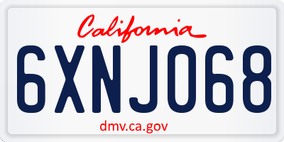 CA license plate 6XNJ068