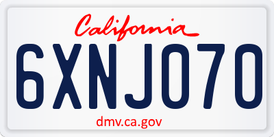 CA license plate 6XNJ070