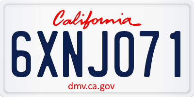 CA license plate 6XNJ071