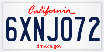 CA license plate 6XNJ072
