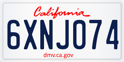 CA license plate 6XNJ074