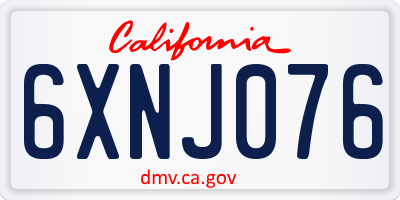 CA license plate 6XNJ076