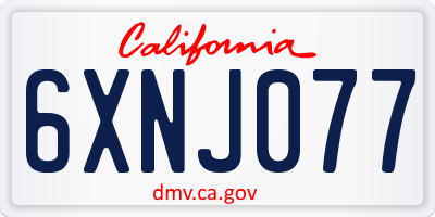CA license plate 6XNJ077