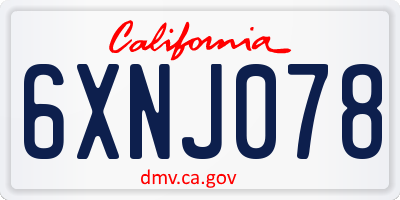 CA license plate 6XNJ078