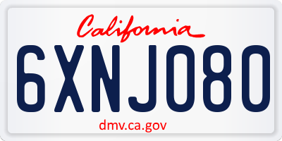 CA license plate 6XNJ080