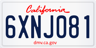 CA license plate 6XNJ081