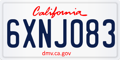 CA license plate 6XNJ083