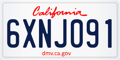 CA license plate 6XNJ091
