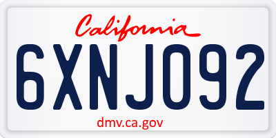 CA license plate 6XNJ092