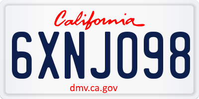 CA license plate 6XNJ098