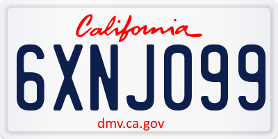 CA license plate 6XNJ099