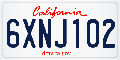 CA license plate 6XNJ102
