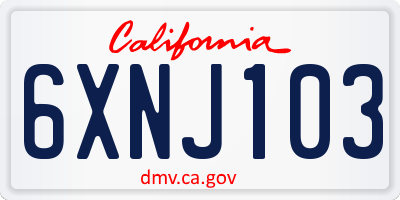 CA license plate 6XNJ103