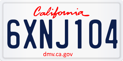 CA license plate 6XNJ104