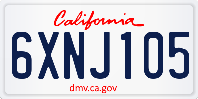 CA license plate 6XNJ105