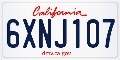 CA license plate 6XNJ107