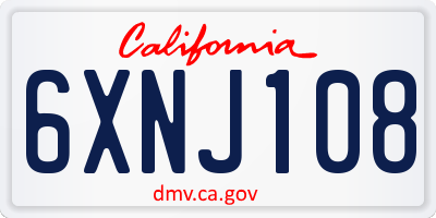 CA license plate 6XNJ108