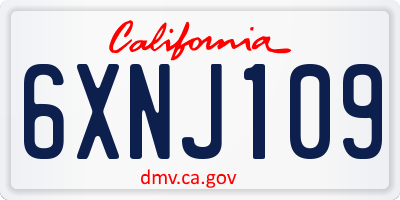 CA license plate 6XNJ109