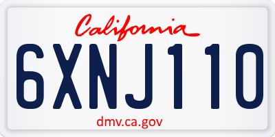 CA license plate 6XNJ110